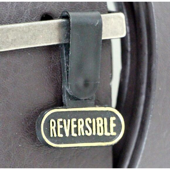 NWT GNW BLACK BROWN REAL LEATHER 1 3/8"Wd REVERSIBLE CASUAL DRESS BELT 50 (R64 - Picture 6 of 16